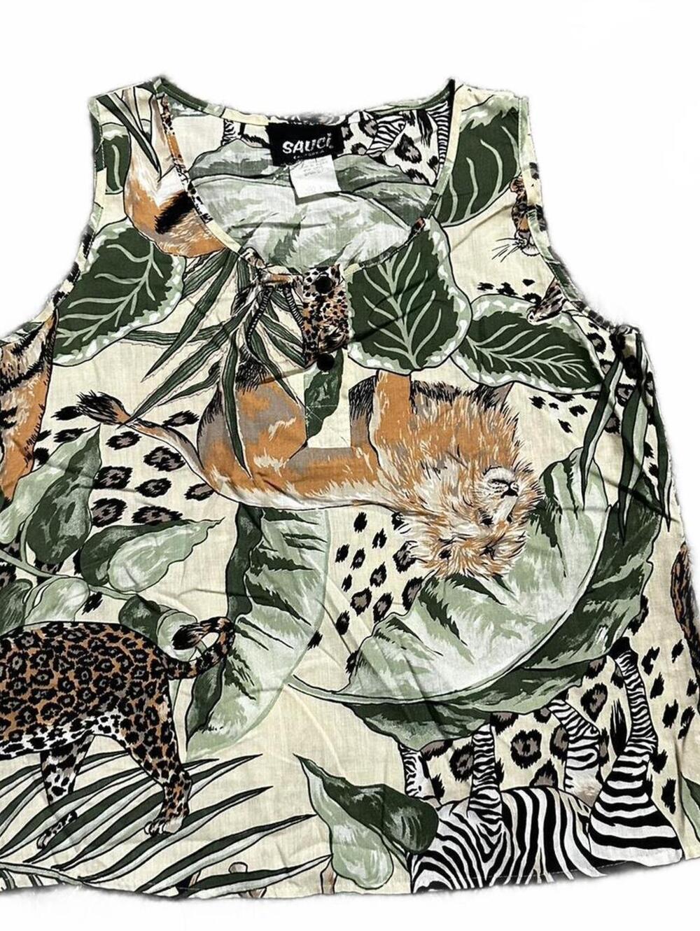 Vintage Sauci 90s Cotton Animal Print Tank Size M